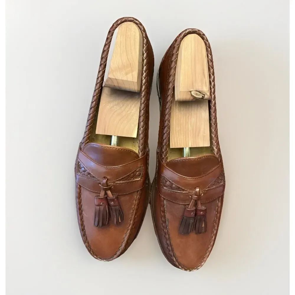 Allen Edmonds Maxfield Tassel Loafers Brown Leather Shoes 47716 Men's 8.5 B